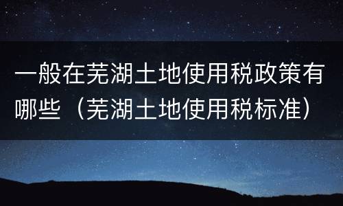 一般在芜湖土地使用税政策有哪些（芜湖土地使用税标准）