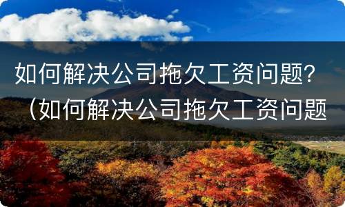 如何解决公司拖欠工资问题？（如何解决公司拖欠工资问题）