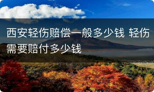 西安轻伤赔偿一般多少钱 轻伤需要赔付多少钱