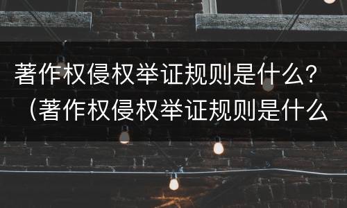 著作权侵权举证规则是什么？（著作权侵权举证规则是什么意思）