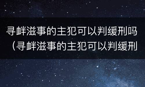寻衅滋事的主犯可以判缓刑吗（寻衅滋事的主犯可以判缓刑吗判几年）