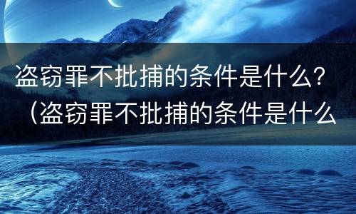 盗窃罪不批捕的条件是什么？（盗窃罪不批捕的条件是什么意思）