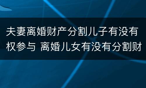 夫妻离婚财产分割儿子有没有权参与 离婚儿女有没有分割财产权