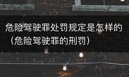 危险驾驶罪处罚规定是怎样的（危险驾驶罪的刑罚）