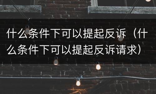 什么条件下可以提起反诉（什么条件下可以提起反诉请求）
