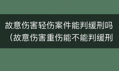 故意伤害轻伤案件能判缓刑吗（故意伤害重伤能不能判缓刑）