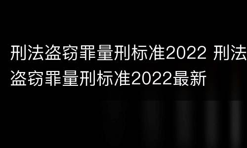 刑法盗窃罪量刑标准2022 刑法盗窃罪量刑标准2022最新