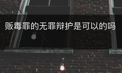 贩毒罪的无罪辩护是可以的吗