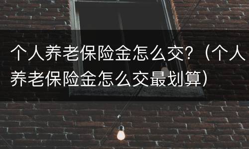 个人养老保险金怎么交?（个人养老保险金怎么交最划算）