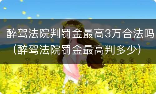醉驾法院判罚金最高3万合法吗（醉驾法院罚金最高判多少）
