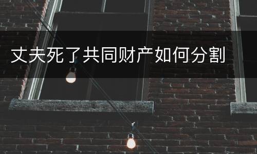丈夫死了共同财产如何分割