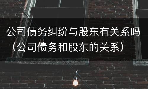 公司债务纠纷与股东有关系吗（公司债务和股东的关系）