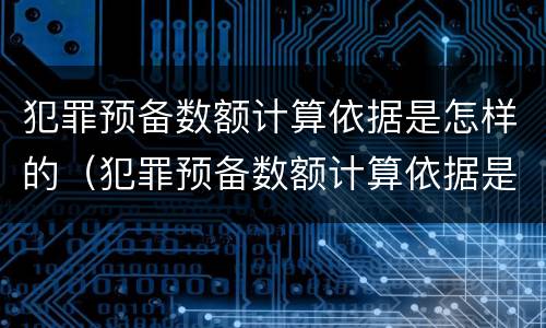 犯罪预备数额计算依据是怎样的（犯罪预备数额计算依据是怎样的呢）