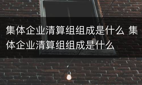 集体企业清算组组成是什么 集体企业清算组组成是什么