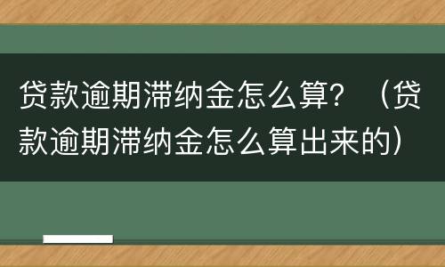 贷款逾期滞纳金怎么算？（贷款逾期滞纳金怎么算出来的）