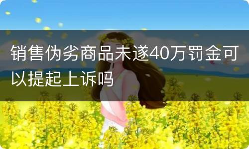 销售伪劣商品未遂40万罚金可以提起上诉吗
