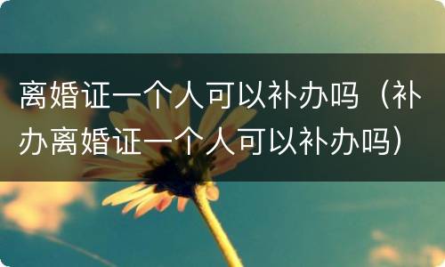 离婚证一个人可以补办吗（补办离婚证一个人可以补办吗）