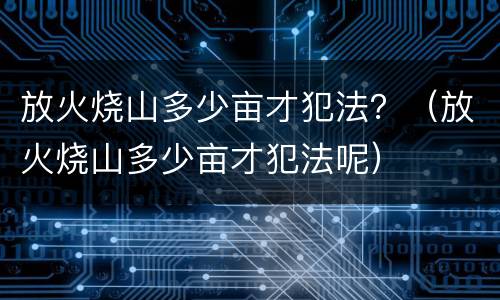 放火烧山多少亩才犯法？（放火烧山多少亩才犯法呢）