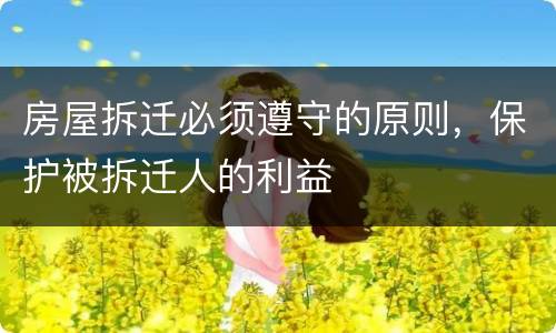 房屋拆迁必须遵守的原则，保护被拆迁人的利益