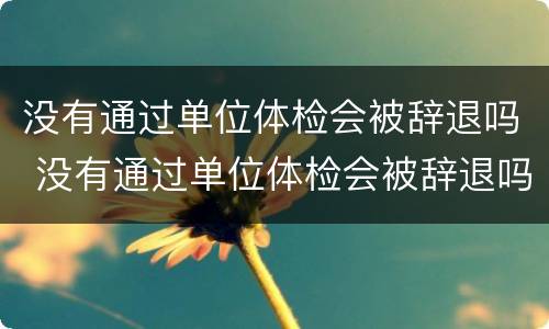 没有通过单位体检会被辞退吗 没有通过单位体检会被辞退吗怎么办
