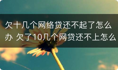 欠十几个网络贷还不起了怎么办 欠了10几个网贷还不上怎么办
