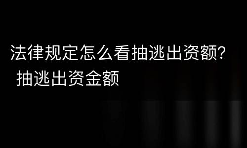 法律规定怎么看抽逃出资额？ 抽逃出资金额