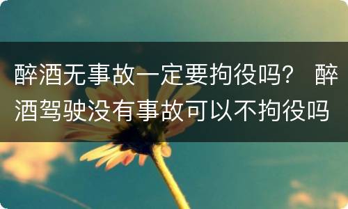 醉酒无事故一定要拘役吗？ 醉酒驾驶没有事故可以不拘役吗