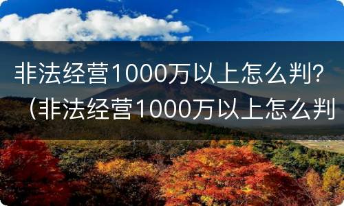 非法经营1000万以上怎么判？（非法经营1000万以上怎么判刑的）