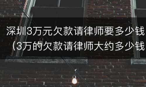 深圳3万元欠款请律师要多少钱（3万的欠款请律师大约多少钱）
