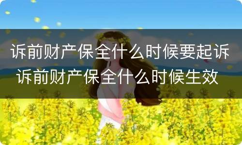 诉前财产保全什么时候要起诉 诉前财产保全什么时候生效