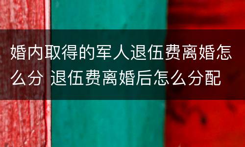 婚内取得的军人退伍费离婚怎么分 退伍费离婚后怎么分配