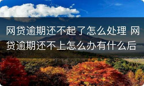 网贷逾期还不起了怎么处理 网贷逾期还不上怎么办有什么后果