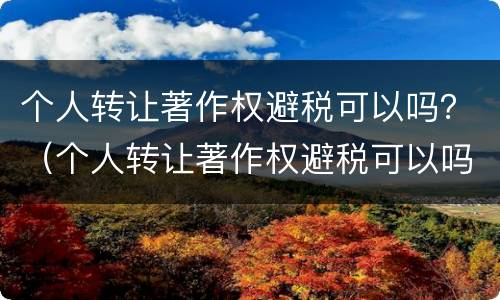 个人转让著作权避税可以吗？（个人转让著作权避税可以吗知乎）