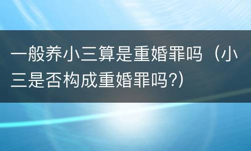 一般养小三算是重婚罪吗（小三是否构成重婚罪吗?）