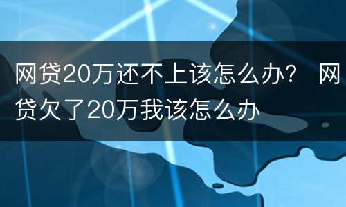 网贷20万还不上该怎么办？ 网贷欠了20万我该怎么办