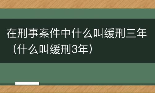 在刑事案件中什么叫缓刑三年（什么叫缓刑3年）