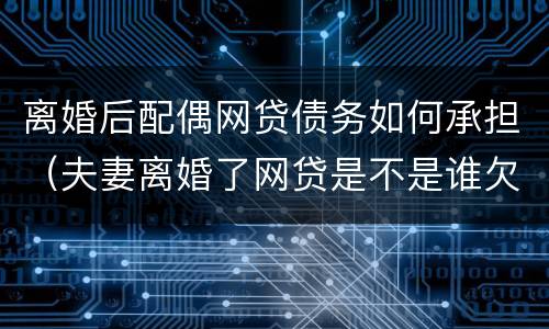 离婚后配偶网贷债务如何承担（夫妻离婚了网贷是不是谁欠的谁还）