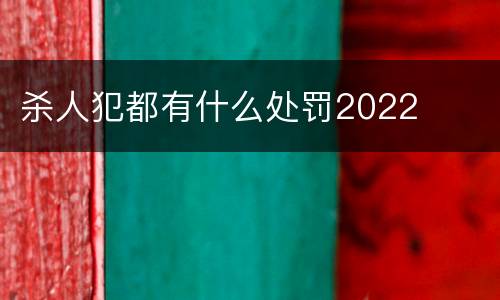 杀人犯都有什么处罚2022