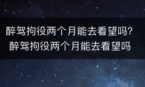 醉驾拘役两个月能去看望吗？ 醉驾拘役两个月能去看望吗