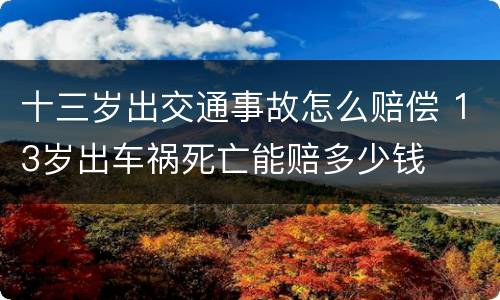 十三岁出交通事故怎么赔偿 13岁出车祸死亡能赔多少钱