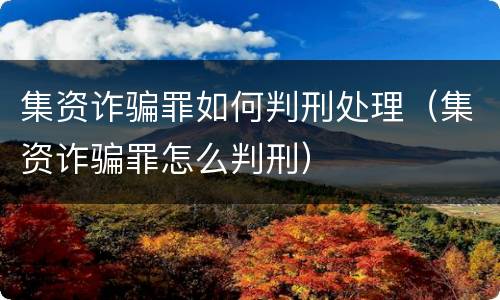 集资诈骗罪如何判刑处理（集资诈骗罪怎么判刑）