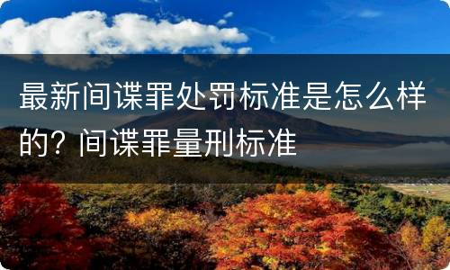 最新间谍罪处罚标准是怎么样的? 间谍罪量刑标准