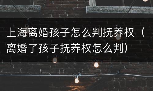 上海离婚孩子怎么判抚养权（离婚了孩子抚养权怎么判）