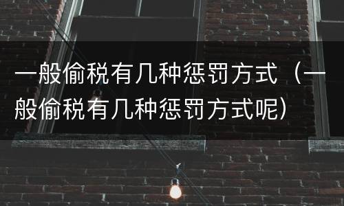 一般偷税有几种惩罚方式（一般偷税有几种惩罚方式呢）