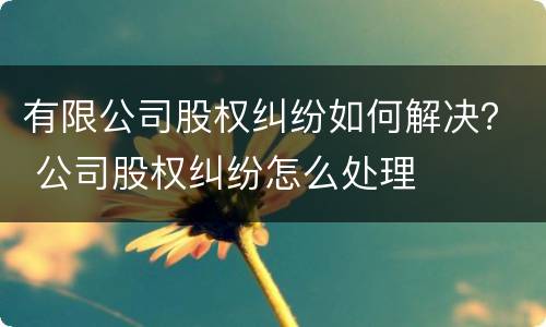 有限公司股权纠纷如何解决？ 公司股权纠纷怎么处理