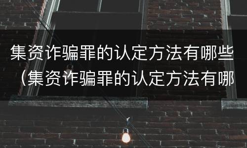 集资诈骗罪的认定方法有哪些（集资诈骗罪的认定方法有哪些条件）