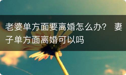 老婆单方面要离婚怎么办？ 妻子单方面离婚可以吗