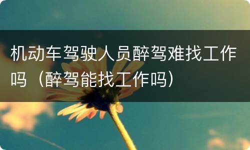机动车驾驶人员醉驾难找工作吗（醉驾能找工作吗）