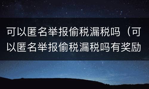 可以匿名举报偷税漏税吗（可以匿名举报偷税漏税吗有奖励吗）