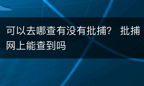 可以去哪查有没有批捕？ 批捕网上能查到吗